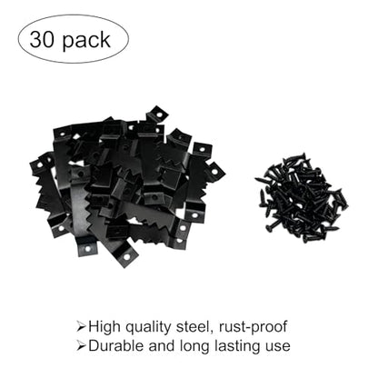30 Pack Large Sawtooth Picture Hangers (Black, Supports 50 lbs) - color: Large Black - 30 Pack