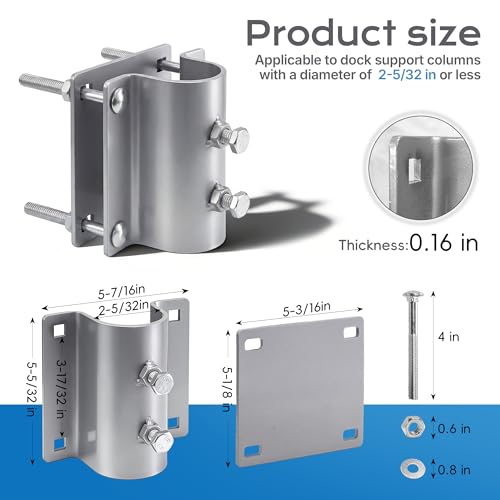 Dock Post Bracket Kit Stationary Dock Side Leg Pipe Holder, Heavy Duty Floating Dock Hardware Galvanize Boat Dock Accessories - style: 2pack