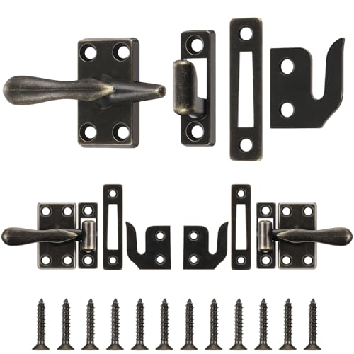 Hicarer 2 Pack Antique Brass Casement Window Lock Latches, 1-7/8 Inch - color: Antique Brass