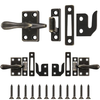 Hicarer 2 Pack Antique Brass Casement Window Lock Latches, 1-7/8 Inch - color: Antique Brass