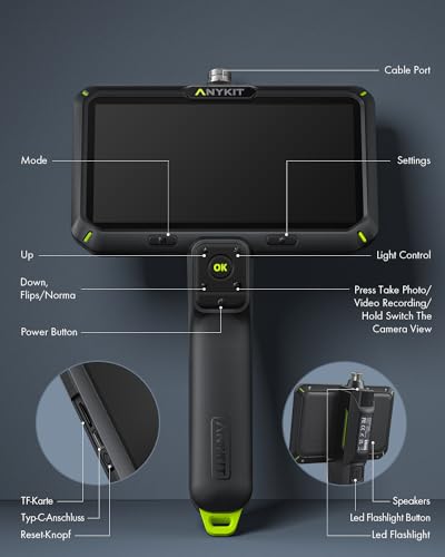 Anykit Endoscope Camera with Light, Dual Lens Endoscope 1080P