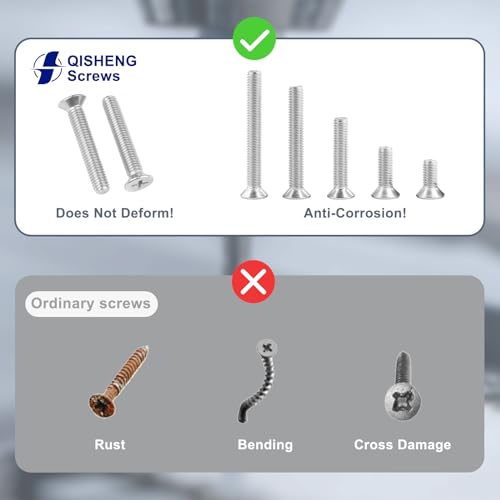 QISHENG 100 PCS #6-32X2 Stainless Steel Phillips Flat Head Machine Screws,DIY,Repair,Install Furniture and Electrical Appliances ScrewsStainless Steel 18-8 A2(304) Screw,Home Screw - color: Colorless, size: #6-32X2"