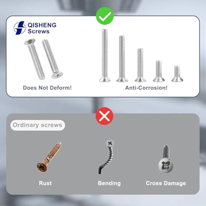 QISHENG 100 PCS #6-32X2 Stainless Steel Phillips Flat Head Machine Screws,DIY,Repair,Install Furniture and Electrical Appliances ScrewsStainless Steel 18-8 A2(304) Screw,Home Screw - color: Colorless, size: #6-32X2"