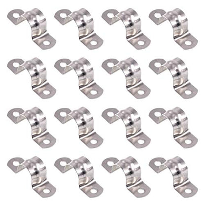 Keadic 30Pcs M20 Two Hole Strap U Bracket Tube Strap Tension Clips Stainless Steel Heavy Duty Rigid Pipe Strap Clamp, for Pipe Fixing - size: 3/4"-30pcs