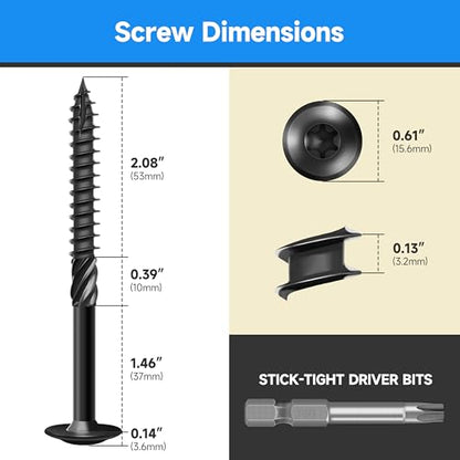 Lag Screws, #14 x 4 Inch Wood Screws, 50Pcs Construction Screw, Heavy Duty Self Driiling Structural Screws, Black Anti-Rust Coated Exterior Wood/Lag/Timber Screws, Torx/Star Drive Lag Bolts - size: #14 x 4"