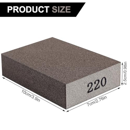 Romeda 8-Pack Sandpaper Block, 220 Grits Washable and Reusable Handmade Sanding Sponge, Drywall Sandpaper Blocks for Wooden Drywall Sheetrock and Metal Glazing - color: 220 Grits, size: 8-Pack