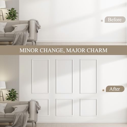 3 Sets Peel and Stick Wall Molding Kit, Premade Wainscoting Panels