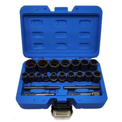 21PCS Twist Lug Nut Socket Set, 3/8" Drive Bolt Nut Extractor Tool - color: 21pcs Lug Nut Extractor 3/8 Inch Drive