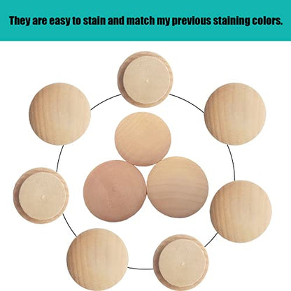 Wood Button Top Plugs 25mm/1inch Wood Plugs Hardwood, Screw Plug Wooden Hole Plugs Caps Screwfor Screw Holes Craft Furniture Woodworking (30x25mm Pack of 50) - size: 25mm/1inch