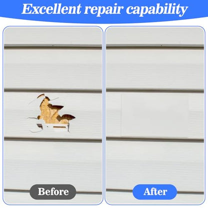 MAQIHAN 12 Pcs Vinyl Siding Repair Kit - White PVC Patch for Exterior Wall