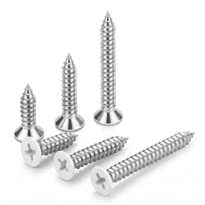 #8 x 2 Flat Head Wood Screw, Sheet Metal Screws, Stainless Steel 18-8 (304), White Head, 100 PCS - color: White Head, size: #8 x 2"