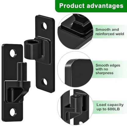 Insaga Heavy Duty Gate Hinges 6MM Thick Carbon Steel, 600LB Load Capacity Black Wall Mount Gate Hinge with 8 Screws, Electrocoated Rustproof Farm Gate Hinges for Wood Metal Fence Gates, 2Pack - color: Black-2Pack (Screws)