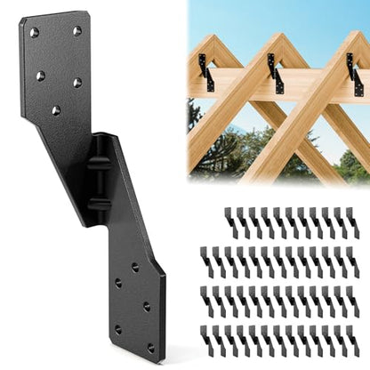 50 Pcs Hurricane Straps Tie Brackets - Heavy Duty 18 Gauge Steel Hurricane Clips for Roof, Shed and Walls, Hurricane Straps for Rafter H2.5A, Hurricane Roof Brackets, Truss Ties Black – Left - style: Left - Black Hurricane ties - 50pcs