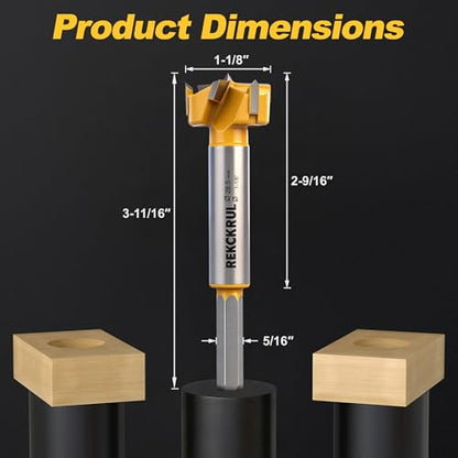 1-1/8" | 28.5mm Triple Flute Tungsten Carbide Forstner Drill Bit (Hex) - size: 1-1/8" | 28.5mm