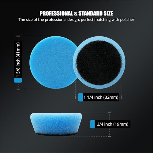 SPTA Blue T60 Mini Moderate-Cut Pad Sets, 5Pcs 1.3inch/32mm Sponge Polishing Buffing Pads, Car Foam Detail Polishing Pad Kit for Car Detail Polishing and Buffing, Small Area Polishing -FPTSS3B - color: 5Pcs Blue T60 Moderate-Cut Pad, size: 1.3 Inch (32mm)