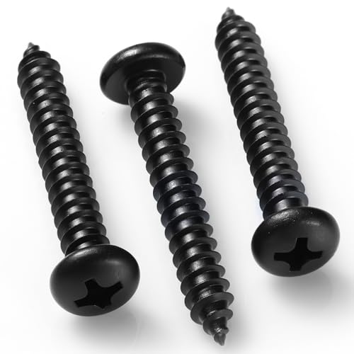 #8 x 1-1/2 Inch Pan Head Wood Screws, Phillips Drive, Black Oxide Stainless Steel 304 (18-8), Self Tapping for Wood, Sheet Metal Screws, 100 Pack - color: Black, size: #8 x 1-1/2"