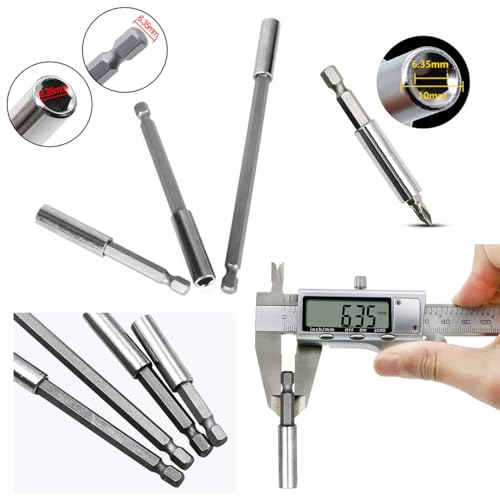 4 Pack Drill Bit Extension Magnetic Screwdriver Bit Holder Set Quick Release Magnet Tip Socket 1/4'' Hex Shank Extension Adapter Extender for Drills Cordless Drill Impact Driver Power Tool