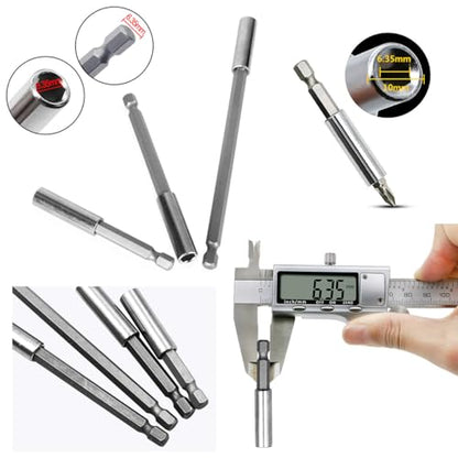 4 Pack Drill Bit Extension Magnetic Screwdriver Bit Holder Set Quick Release Magnet Tip Socket 1/4'' Hex Shank Extension Adapter Extender for Drills Cordless Drill Impact Driver Power Tool