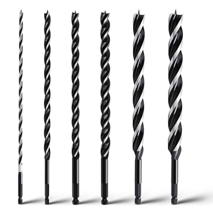 6PCS Auger Drill Bit Hex Shank 12" Long (1/4",3/8",1/2",5/8",3/4" 7/8") - size: 1/4",3/8",1/2",5/8",3/4",7/8"(12")