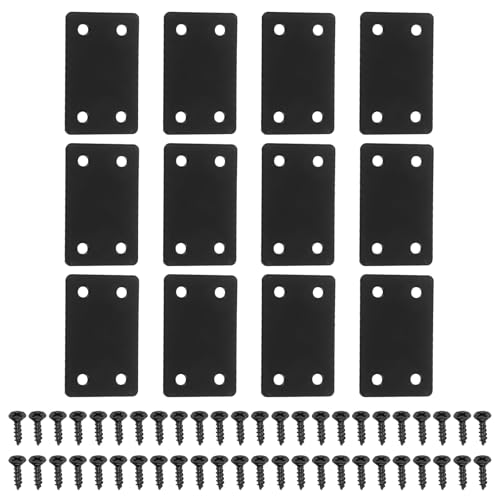 uxcell Flat Straight Brace Bracket Iron Shelf Support 2.36"x1.5" 12Pcs - color: Black, size: 2.36"x1.5"