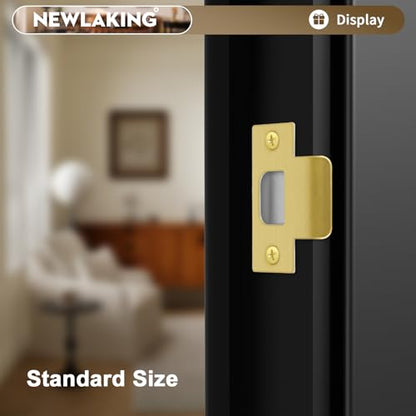 T-Shape Door Strike Plate, Satin Brass, 2-1/8'' Hole Spacing - color: Satin Brass