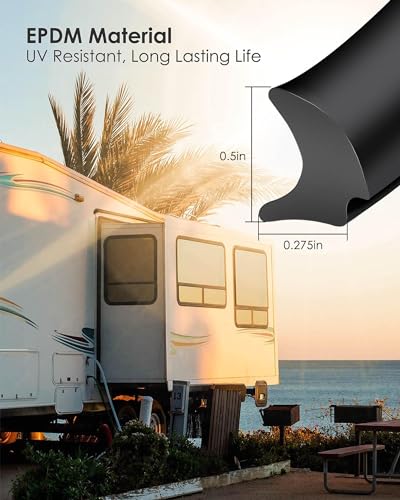 Upgrade RV Window Seal - 0.5 x 0.275inch 40FT - color: Black, size: 40 Feet
