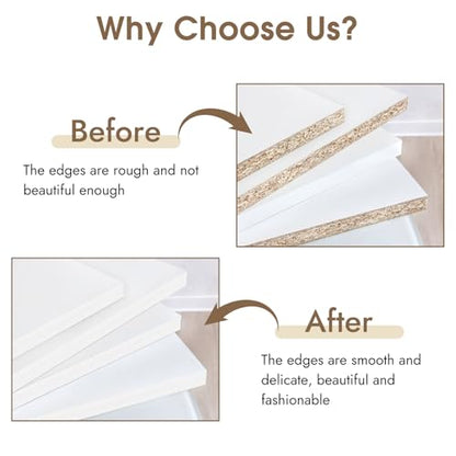 BEVTEE Melamine Edge Banding 1.5 in × 50 ft, Iron on Wood Veneer Roll - color: white, size: 1.5 inch x 50ft