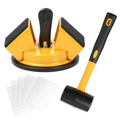 Heavy Duty Floor Gap Fixer Tool with Suction Cup Lifter, Rubber Mallet, and 5 Nano Adhesive Pads, for Laminate, LVP, Vinyl Plank, and Hardwood Flooring Gap Repair