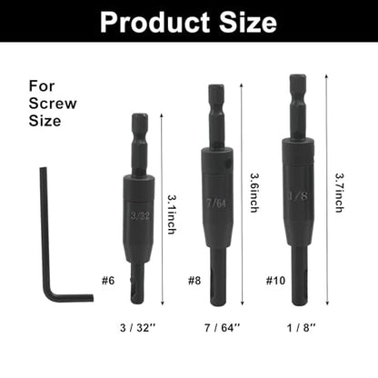 3 Pcs Self Centering Drill Bit Set, 3/32",7/64",1/8"