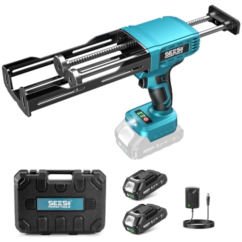 SEESII Electric Dual Cartridge Epoxy Gun 400ML (1:1) with 2 Batteries - color: Dark Navy Blue