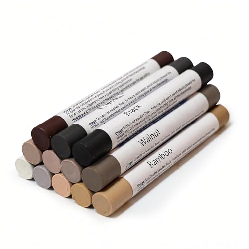 Wood Filler Sticks: 12 Color Furniture Repair Wax Crayons with Scraper for Scratches/Cracks/Holes/Stains in Floors/Table/Cabinets/Desks/Bedposts(Hardwood/Laminate) - color: 12 Color Wax Crayons