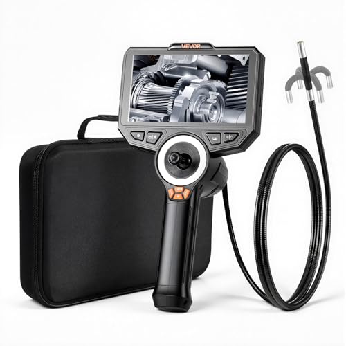 VEVOR 4-Way Articulating Borescope with Light, True 1080P HD Industrial Endoscope Inspection Camera with Articulated Probe, Flexible Snake Scope Cam for Wall Automotive Engine Inspect-4.9FT - size: 0.24-inch Probe