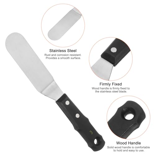 HARFINGTON No.3 Painting Palette Knife Stainless Steel Round Spatula Pallet Knife with Wood Handle for Oil Acrylic Paint Canvas Color Mixing Spreading