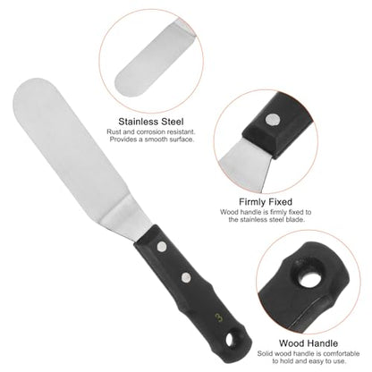 HARFINGTON No.3 Painting Palette Knife Stainless Steel Round Spatula Pallet Knife with Wood Handle for Oil Acrylic Paint Canvas Color Mixing Spreading