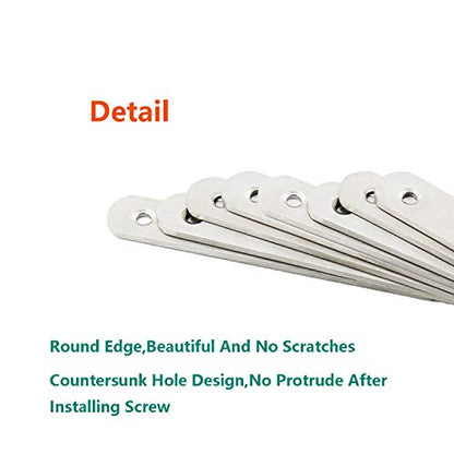 4 Pack Flat Mending Plate for Wood,ULIFESTAR Stainless Steel Straight Brackets 130mm / 5" Length 4 Screw Hole Flat Repair Fixing Wood Brace Joining Plates Connector with Fixing Screws - size: ['130x20x3mm']