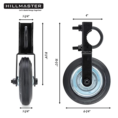 Hillmaster 6 Inch Heavy Duty Gate Helper Wheel Caster Kit with 1-5/8" to 2" Gate Frames, Black, 2 Pack - size: 2 pack