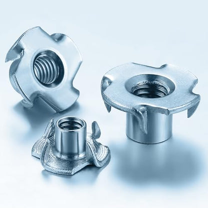 T-Nuts 1/4 * 20 (100 pcs), zinc Plated Steel, for Wood, Climbing Holds and cabinets - color: Zinc, size: 1/4"-20