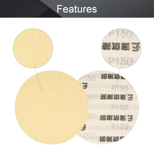 5 Inch 320-Grits Hook and Loop Sanding Discs Aluminum Oxide 10 pcs - size: 5 inch (No hole),Yellow