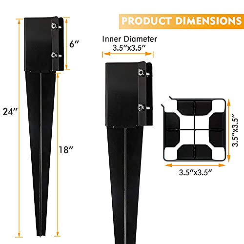 4Pcs Fence Post Anchor Metal Ground Spike 4"X4" Black Fences Stakes Posts