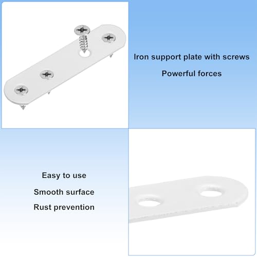 M METERXITY 20-Pack Flat Straight Brackets 2.95x0.71in, White - color: White, size: 75mm