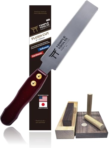 Temple Tool Co. Japanese Flush Cut Saw - 6 Inch Double Edge Pull Saw for Flush Cutting Dowels, Pegs, Wedges - Hardwood Softwood - style: Flush Cut Saw