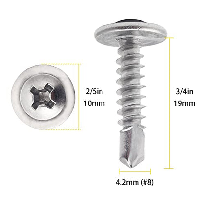 410 Stainless Steel #8 x 3/4" Self Tapping Screws for Metal/Wood -180PCS - size: #8 x 3/4" Single, style: Self-drilling - Truss
