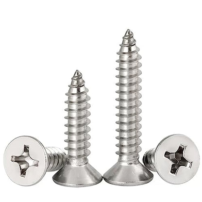 #10 x 1-1/2" Flat Head Sheet Metal Screws Phillips Drive Wood Screws, 304 Stainless Steel 18-8, Pack of 50 - color: Silver, size: #10 x 1-1/2"