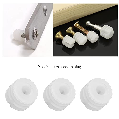 Create idea 100Pcs M4x8mm Hinge Expansion Dowels Plastic Expansion Dowels 3mm White Hinge Dowel Inserts Accessories for Cabinet Cupboard 8.8x8mm