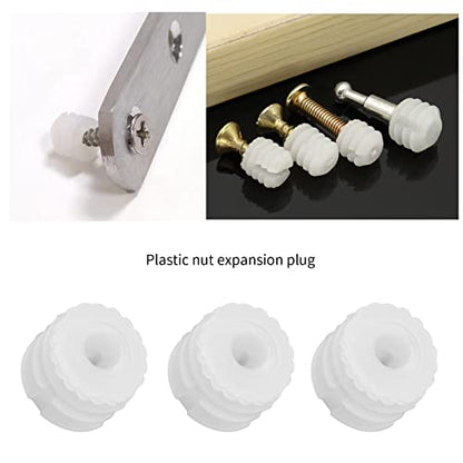 Create idea 100Pcs M4x8mm Hinge Expansion Dowels Plastic Expansion Dowels 3mm White Hinge Dowel Inserts Accessories for Cabinet Cupboard 8.8x8mm