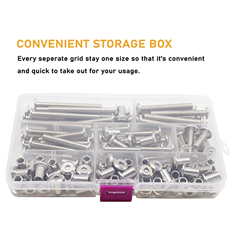 50-Pack Rivet Hex Socket Head Cap Countersunk Bolt and Barrel Nut, M6x20mm/ M6x30mm/ M6x40mm/ M6x50mm/ M6x60mm Bolt - size: M6x20mm/30mm/40mm/50mm/60mm 100pcs
