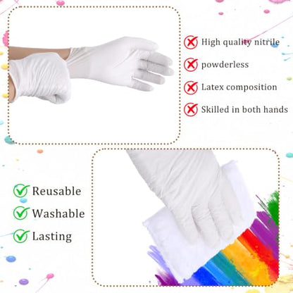 20 Pcs Wood Staining Applicator Kit Microfiber Stain Sponge Pads with Disposable Nitrile Gloves Reusable Stain Sponge Pads for Wood and Oil Based Finishes (White)