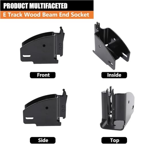 KIMISS 4PCS E Track Wood Beam End Socket, Fit with 2x4 2x6 Add Removable Bar Heavy Duty Storage Lumber Bracket for Truck Trailer Van RV Cargo Trailer (Black) - color: Black