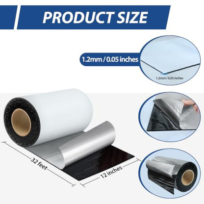 BXI Fluorocarbon Film Asphalt Waterproof Tape, 12 Inches X 32 Feet, Weatherproof Sealing Membrane, Self-Adhesive SBS Modified Bitumen Flashing Sealant Patch, Seam Leak for Roof Window Driveway Repair - size: 12" x 32'