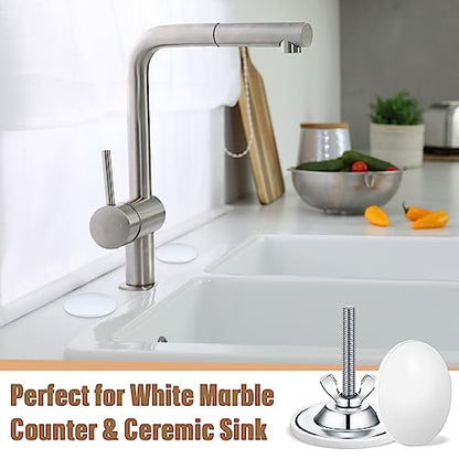 LEIFIDE 2 Pcs Kitchen Sink Faucet Hole Cover, White - color: White